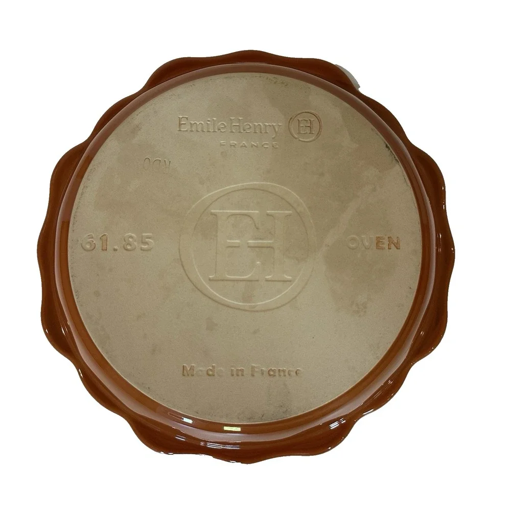 Emile Henry Ruffled Pie Dish French Ceramic Artisan Tan 10